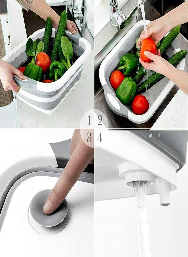 BROOKITCHEN Collapsible Cutting Board,3 in 1 Collapsible Cutting Board,Collapsible Sink for Camping Outdoor,Camping Collapsible Wash Basin,BBQ Prep Tub - Image 2